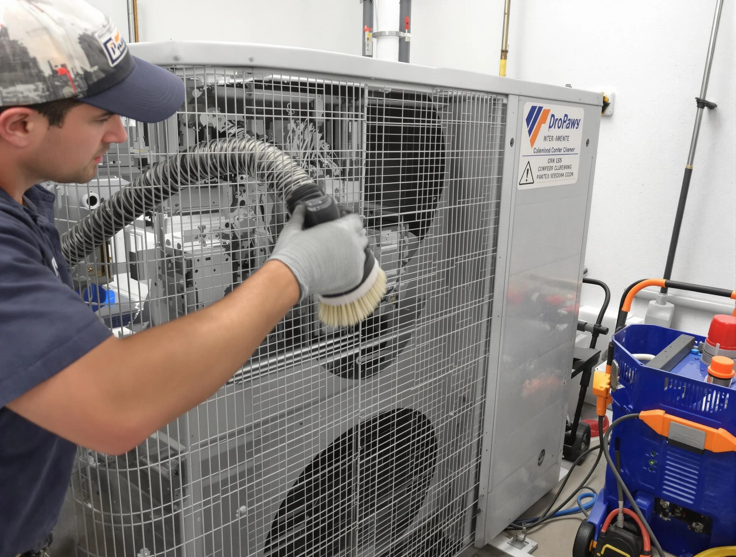 Providence Air Duct Cleaning specialist performing precision AC coil cleaning for improved system performance in Providence