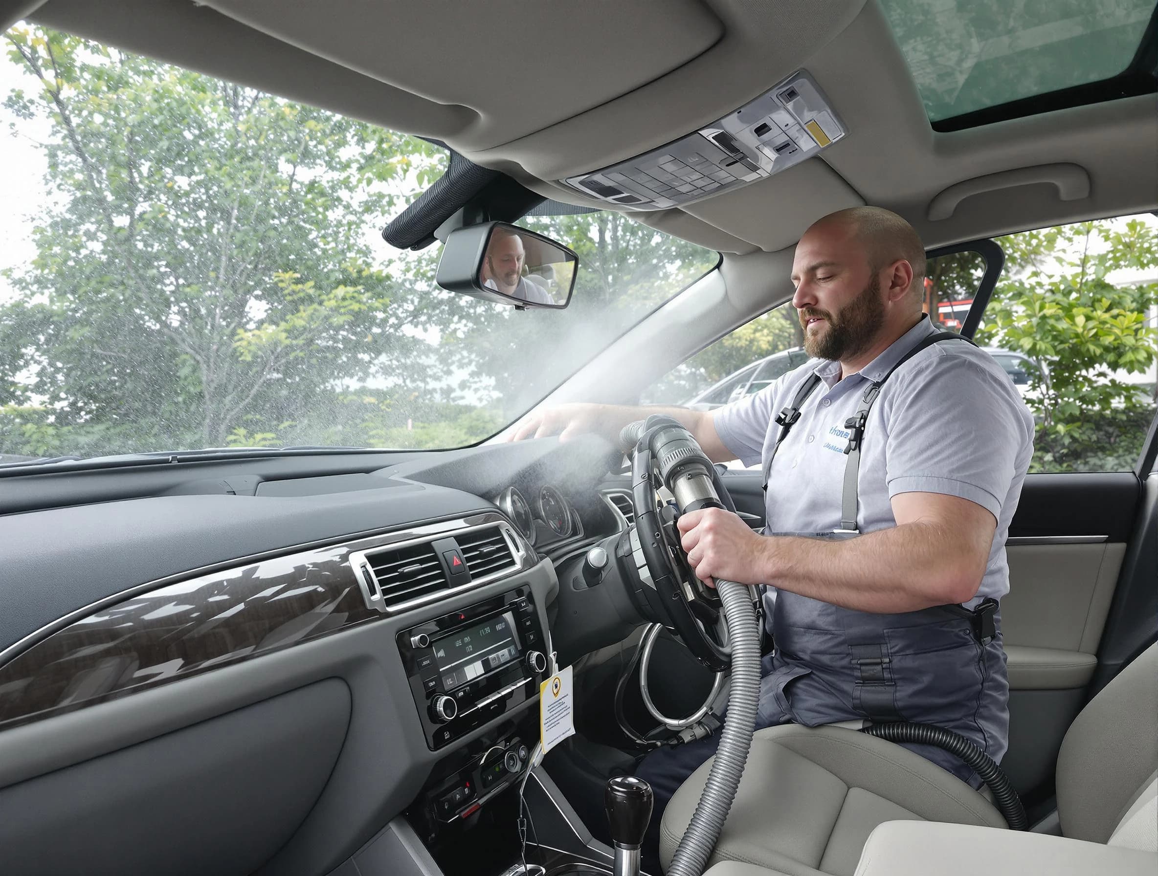 Providence Air Duct Cleaning specialist performing professional car duct cleaning in Providence