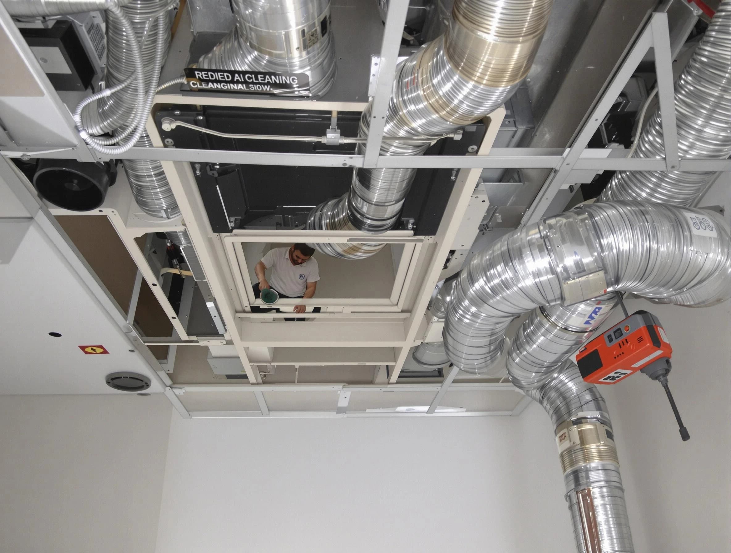 Providence Air Duct Cleaning technician performing detailed central duct system cleaning in Providence
