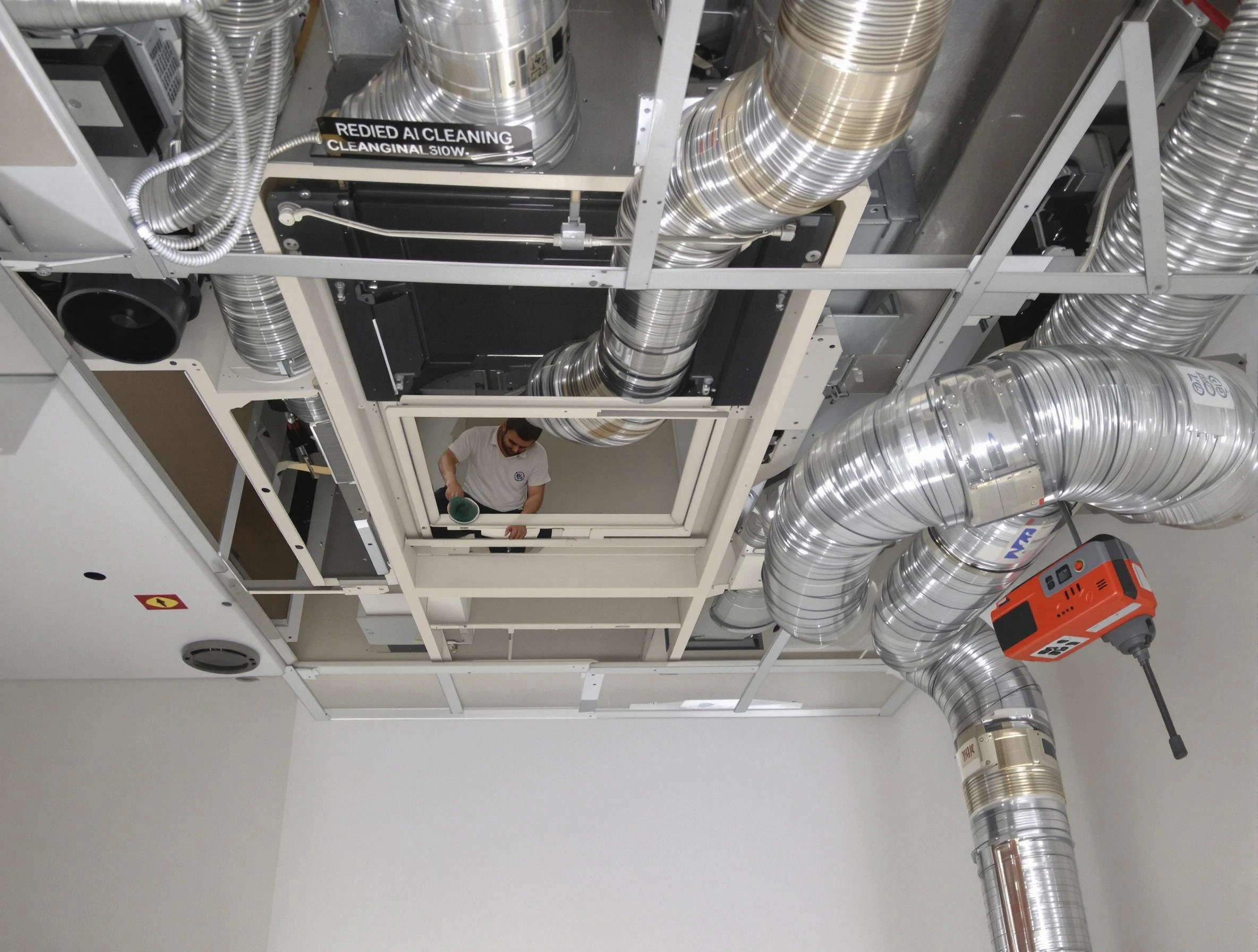 Providence Air Duct Cleaning technician performing detailed central duct system cleaning in Providence