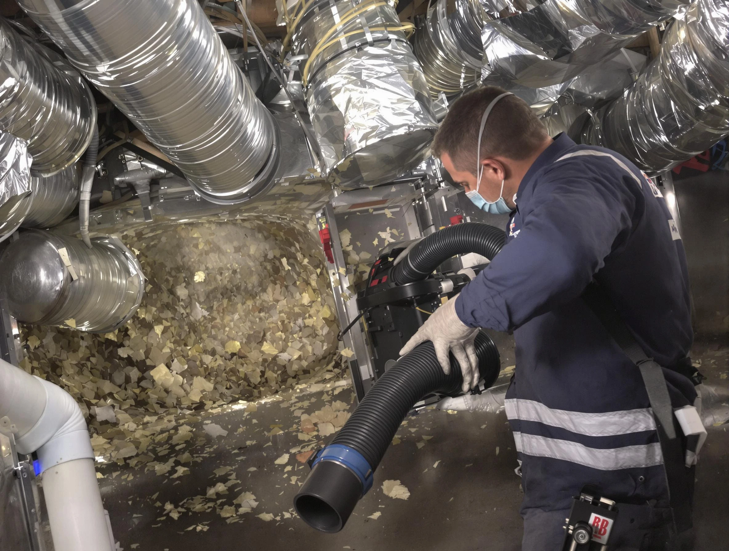 Providence Air Duct Cleaning specialist operating negative pressure cleaning equipment for thorough duct maintenance in Providence